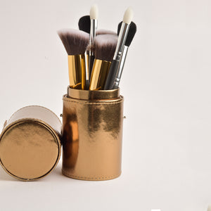 Leather Cosmetics Storage Case - Bronze tubby case