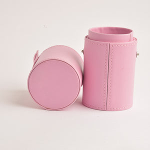 Leather Cosmetics Storage Case - Pink tubby case