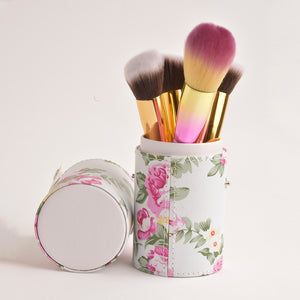 Leather Cosmetics Storage Case - Floral tubby case