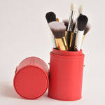 Leather Cosmetics Storage Case - Red Gold tubby case