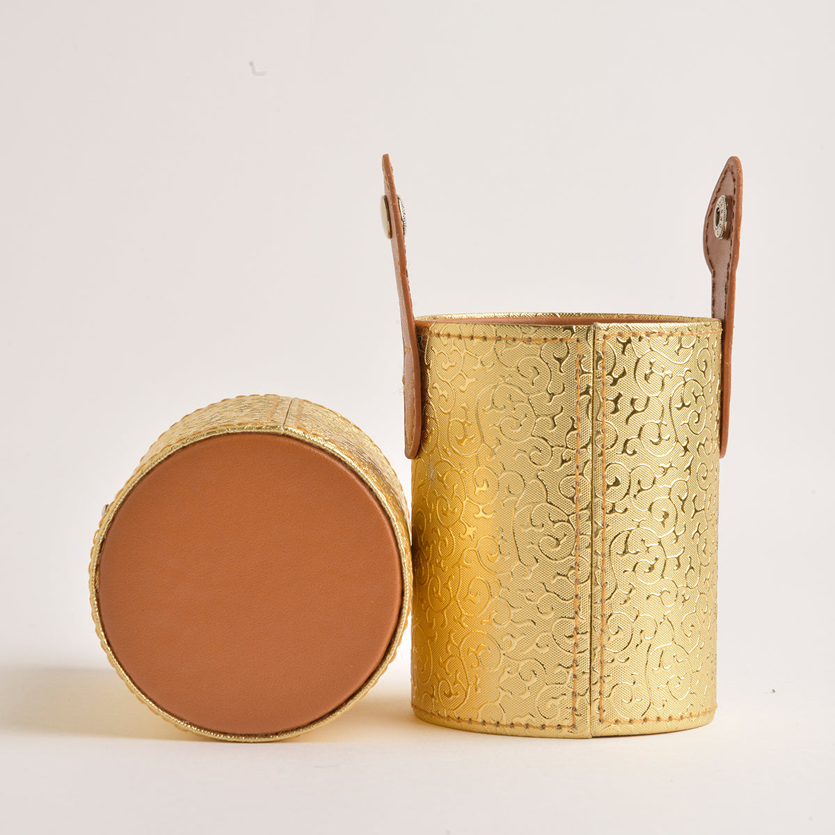 Leather Cosmetics Storage Case - Gold tubbycase